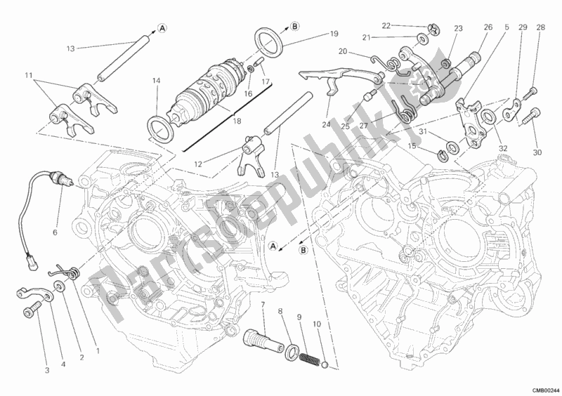 Todas as partes de Mecanismo De Mudança De Marcha do Ducati Diavel Carbon USA 1200 2011